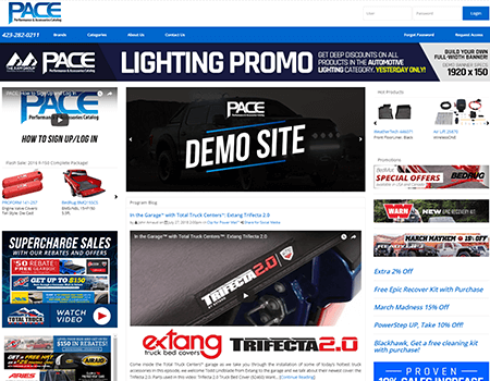 Home page of PACE B2B website